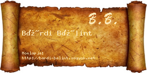 Bárdi Bálint névjegykártya